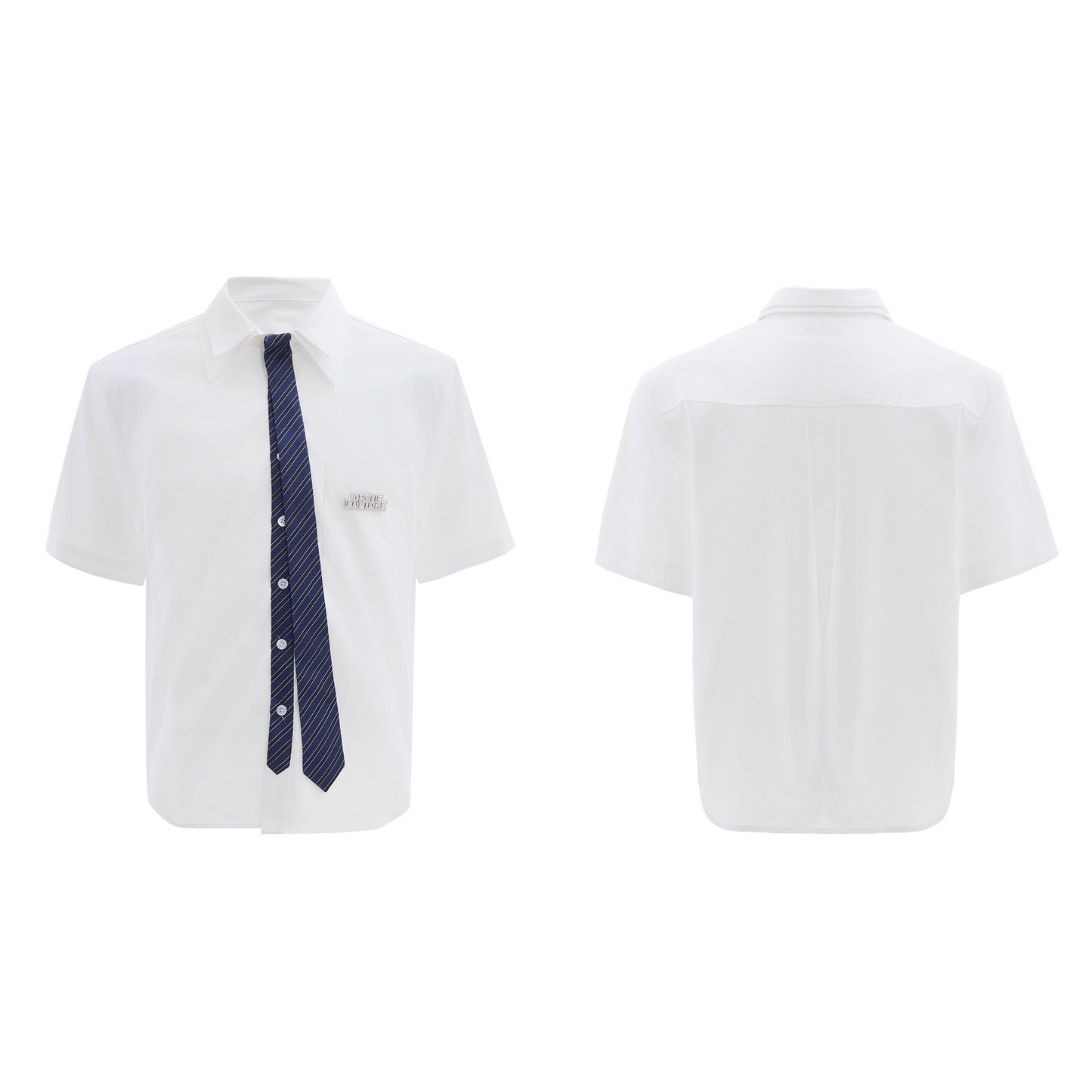 Retro Tie-inspired Design Short Sleeves