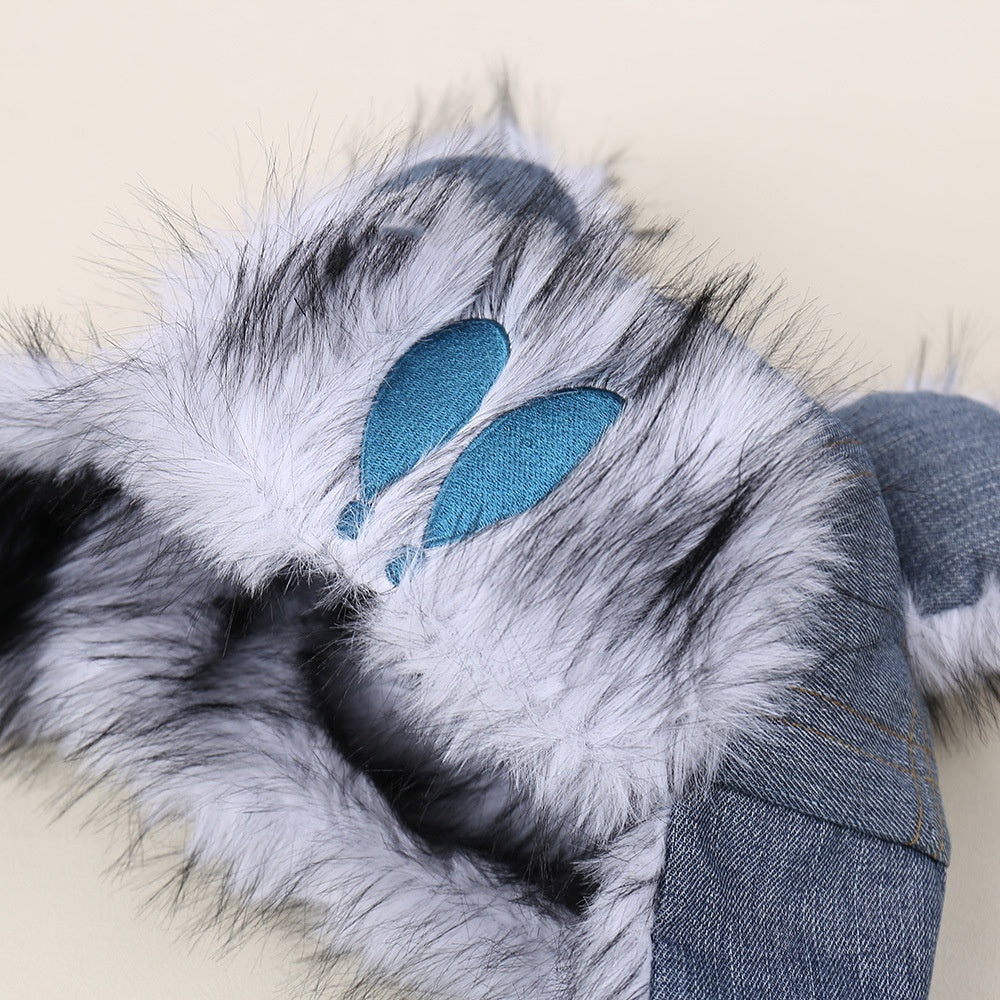 Stylish Versatile Denim Earflap Hat With A Chic Textured Feel And Cozy Fleece Lining