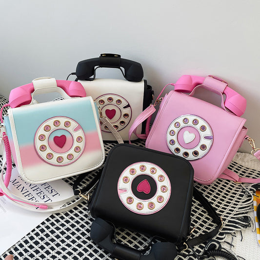 Gradient Color Funny Personality Telephone Crossbody Bag Female