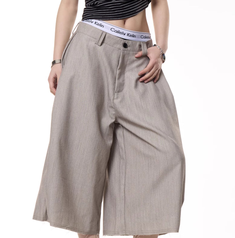 American Retro Design Cropped Straight-leg Casual Pants