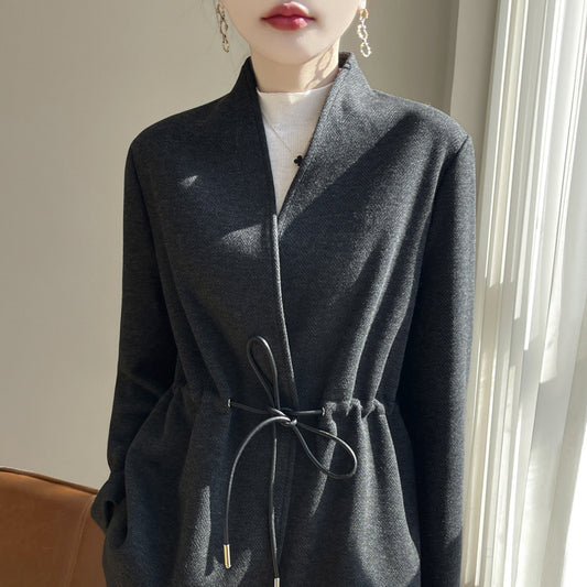 Cashmere  V-neck Knitted Small Suit Solid Color