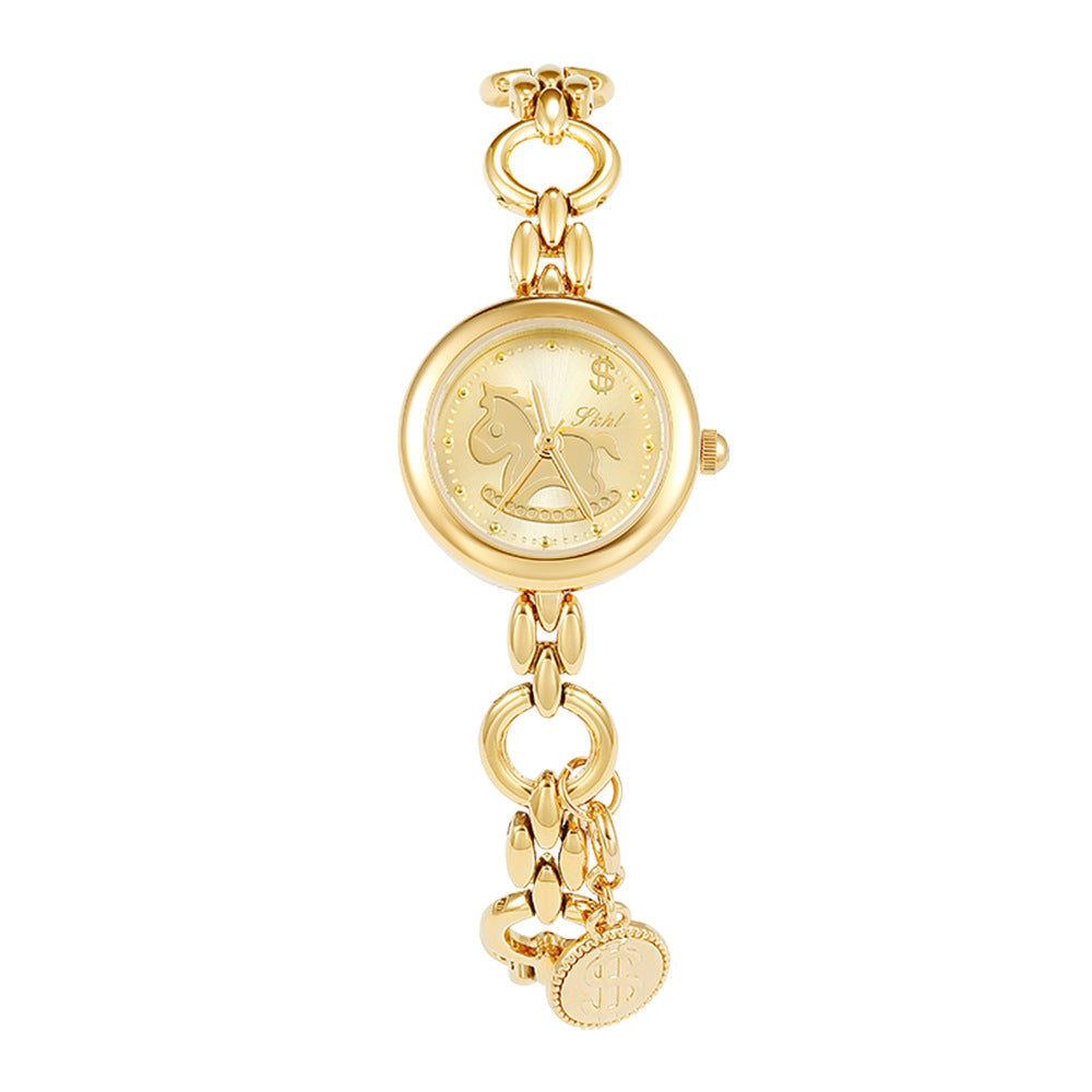 Retro Mid-centurystyle Gold Bracelet Watch With A Niche Design-forward Aesthetic