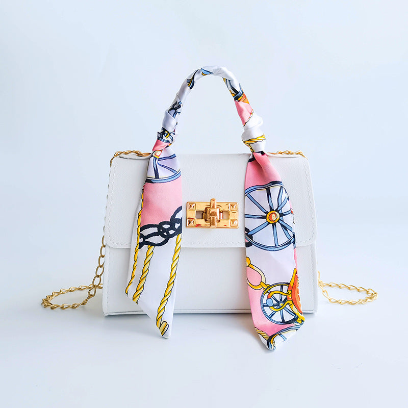 Women's Niche Versatile Candy-colored Handbag With Silk Scarf Crossbody Strap