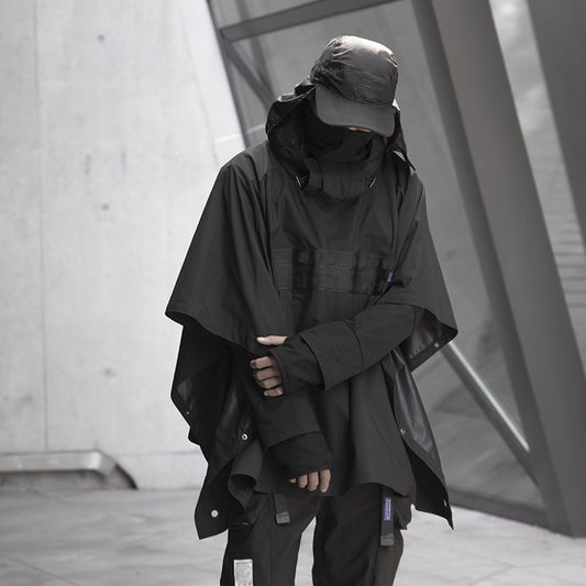 Cyberpunk Funktionel Kappe Mørk Ninja Sjal Udendørs Regn- og Snefrakke