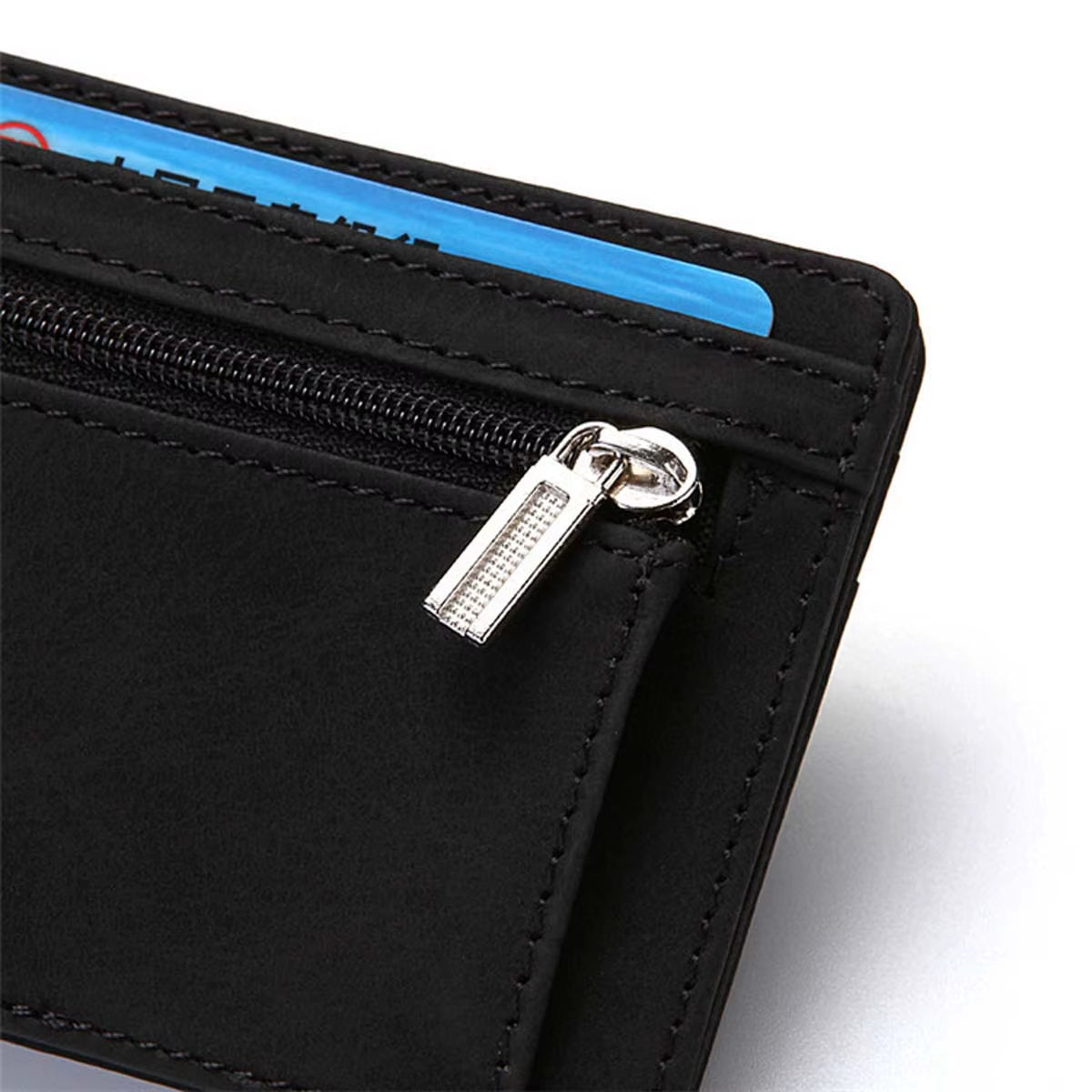 Creative Men'S Magic Wallet Coin Wallet Short Zipper Slim Leather Wallet Business ID Credit Card Cases Travel Short Wallet