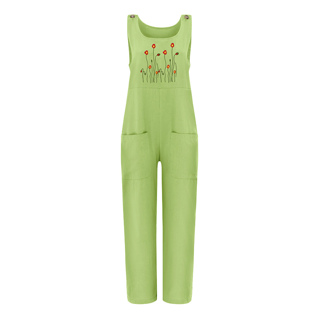 Oversized Loose-fitting Pattern Print Bib Large Pocket