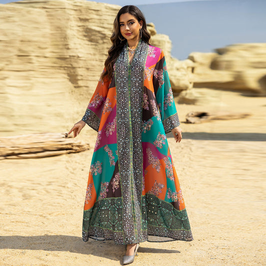 Womens Fashion Printed Long-Sleeve Dress