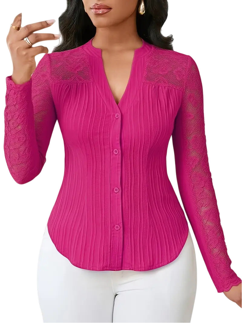 Gennembrudt langærmet V-hals cardigan
