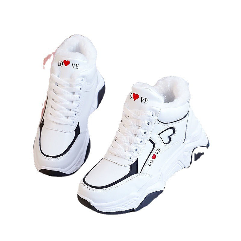 New Women's Cotton Shoes Plus Cashmere Sports High Top