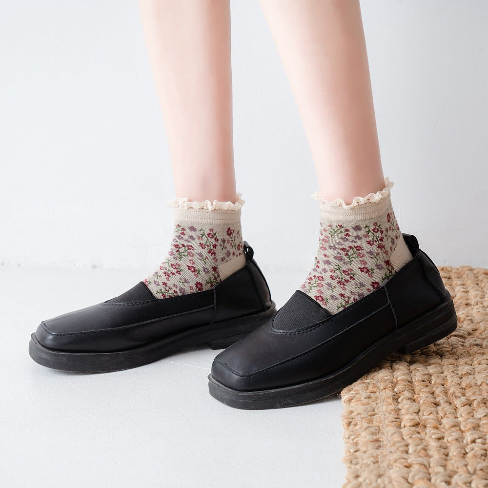 Broken Flower Summer Vintage Female Socks