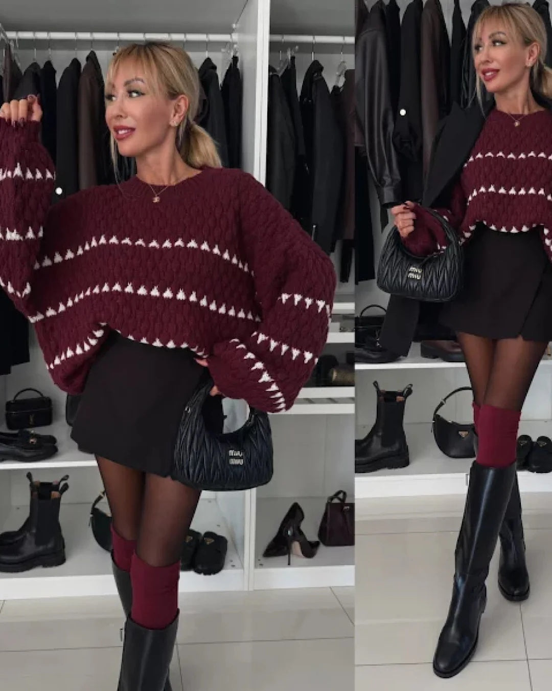 Thick Needle Loose Plus Size Twist Stripes Round Neck Pullover
