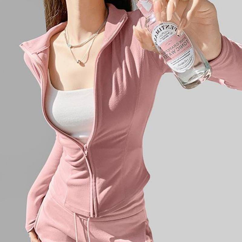 Slim Fit Sports Zipper Cardigan Sweater Women's Keep Warm Dralon Bottoming Shirt