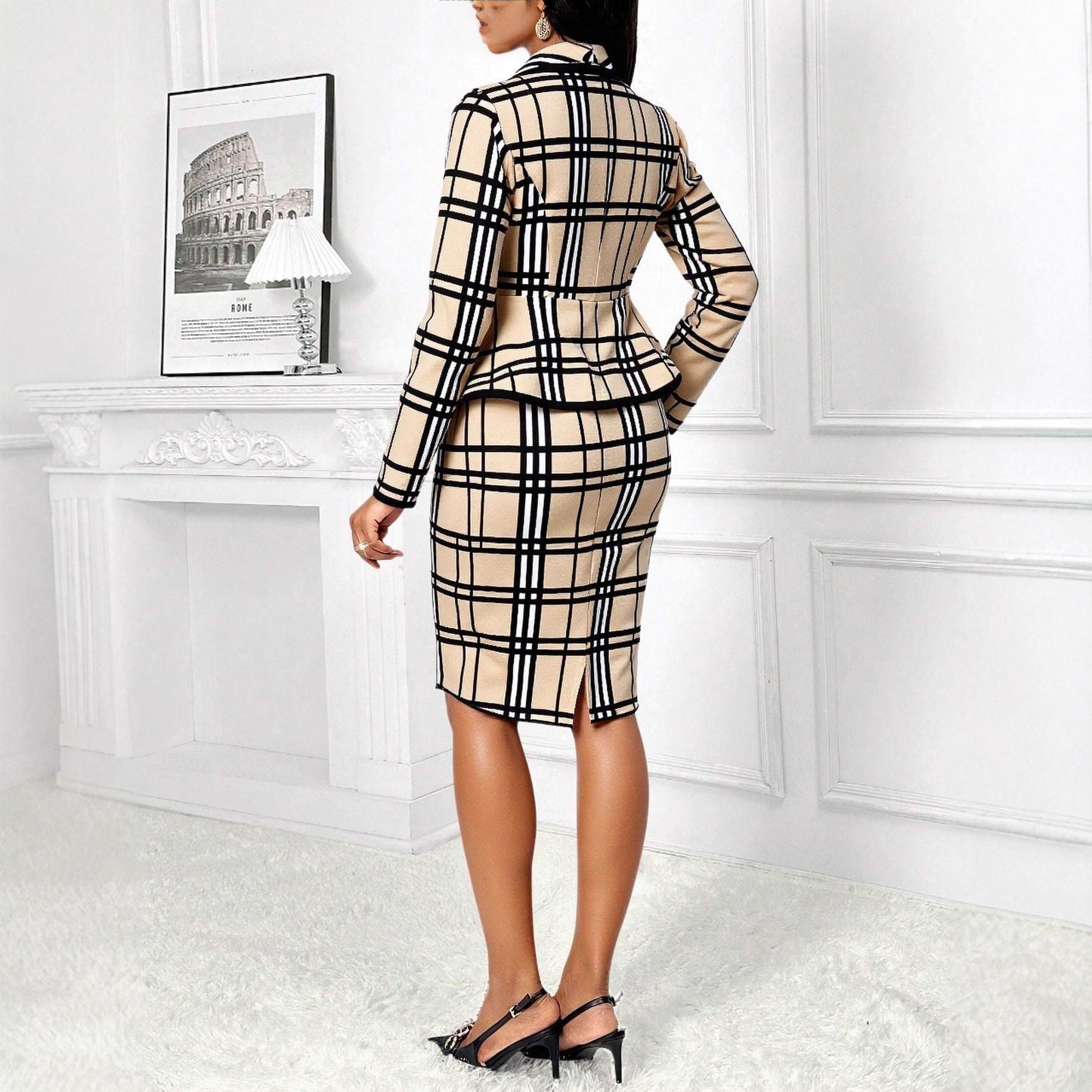 Womens Minimalist Blazer And Skirt Set