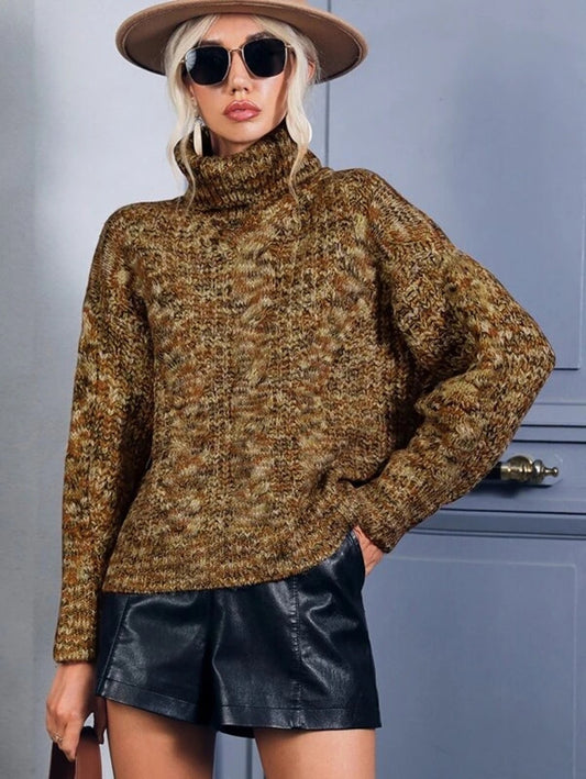 Autumn And Winter New Women's Wool Turtleneck Pullover Twist Long Sleeve Loose Knitted Bottoming Shirt
