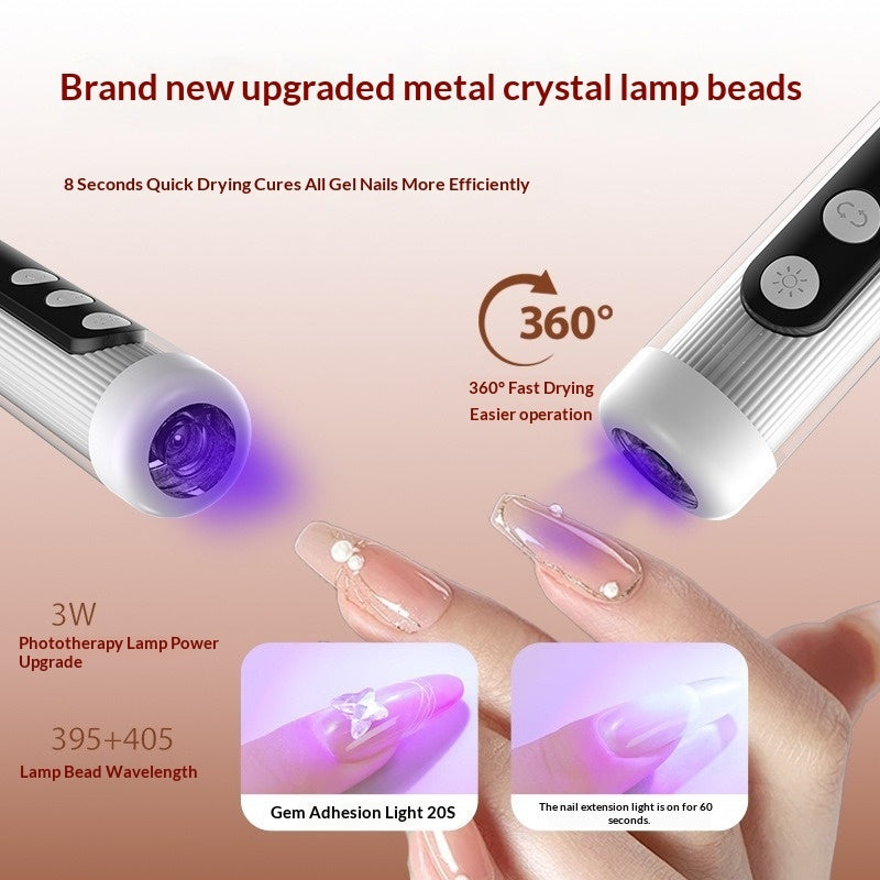 Electric Nail Grinder With LED Light Handheld Rechargeable Manicure Polishing Machine 2-in-1