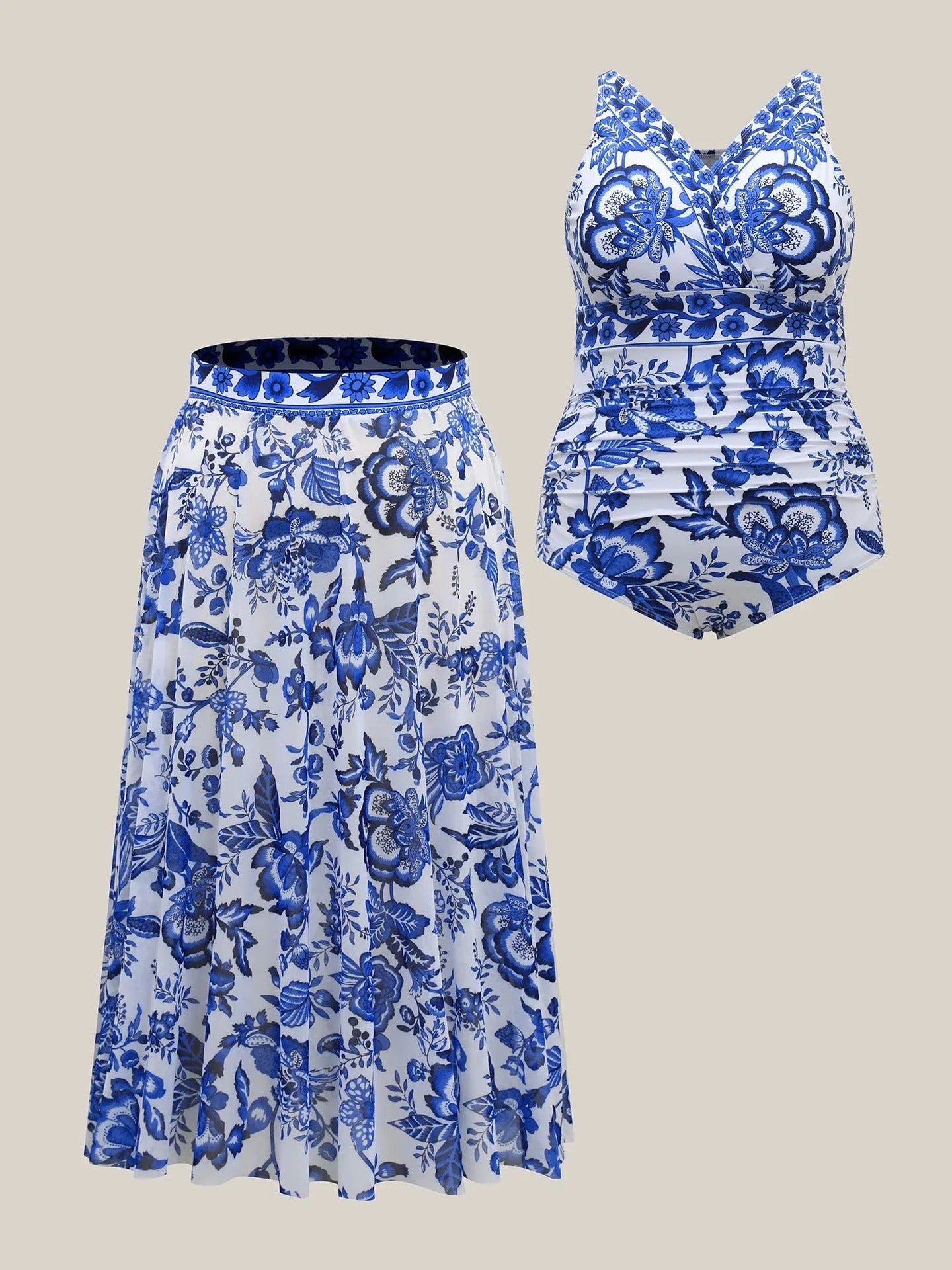 New Style Fashionable Unique Printed Plus-Size Halter Bikini Set Beachwear