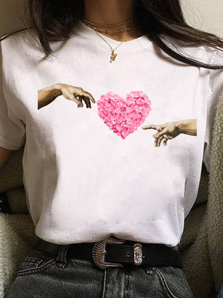 Europæisk og amerikansk alfabettryk kortærmet T-shirt