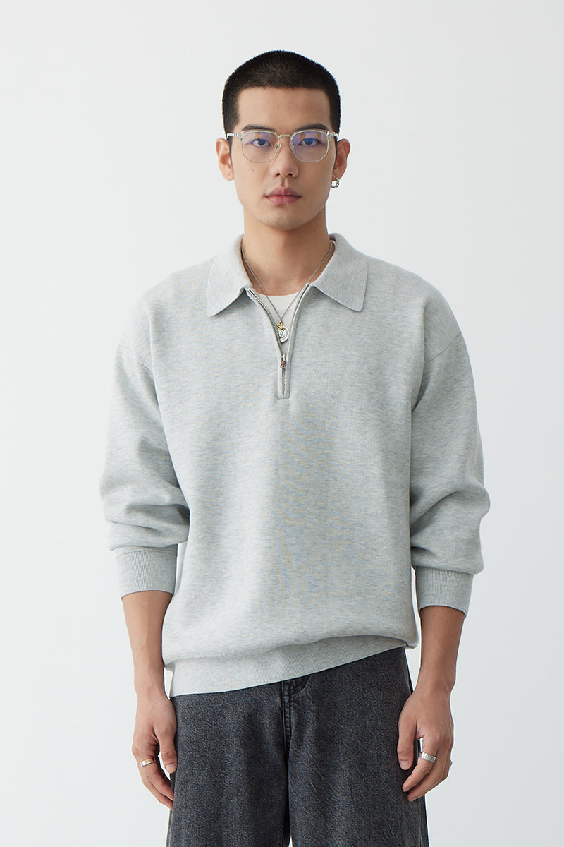 Korean Style Niche Casual Polo Collar Knitwear Sweater For Men