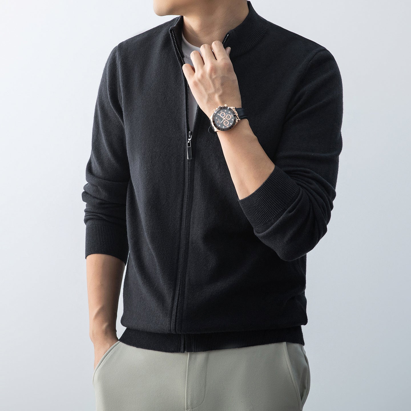 Commute Leisure New Men's Stand Collar Simple Outdoor Sweater
