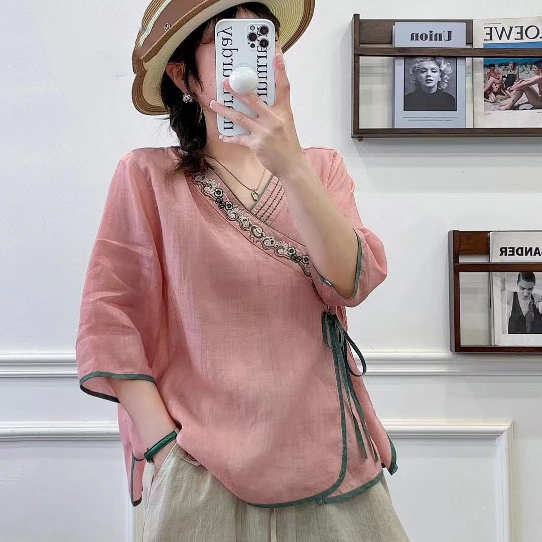 Summer Loose Fitting Tea Suit Top