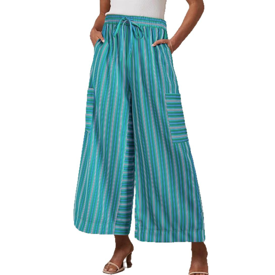 Summer Stripes Straight-leg Pants Women's Clothing