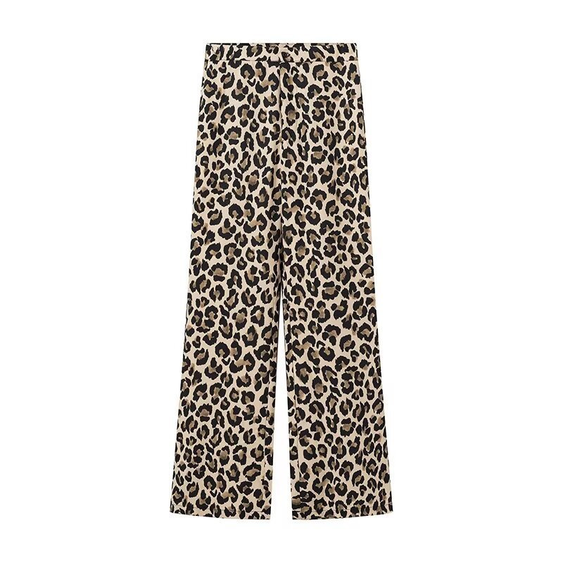 Women's Fashion Leopard Print Shirt Straight Pants Suit