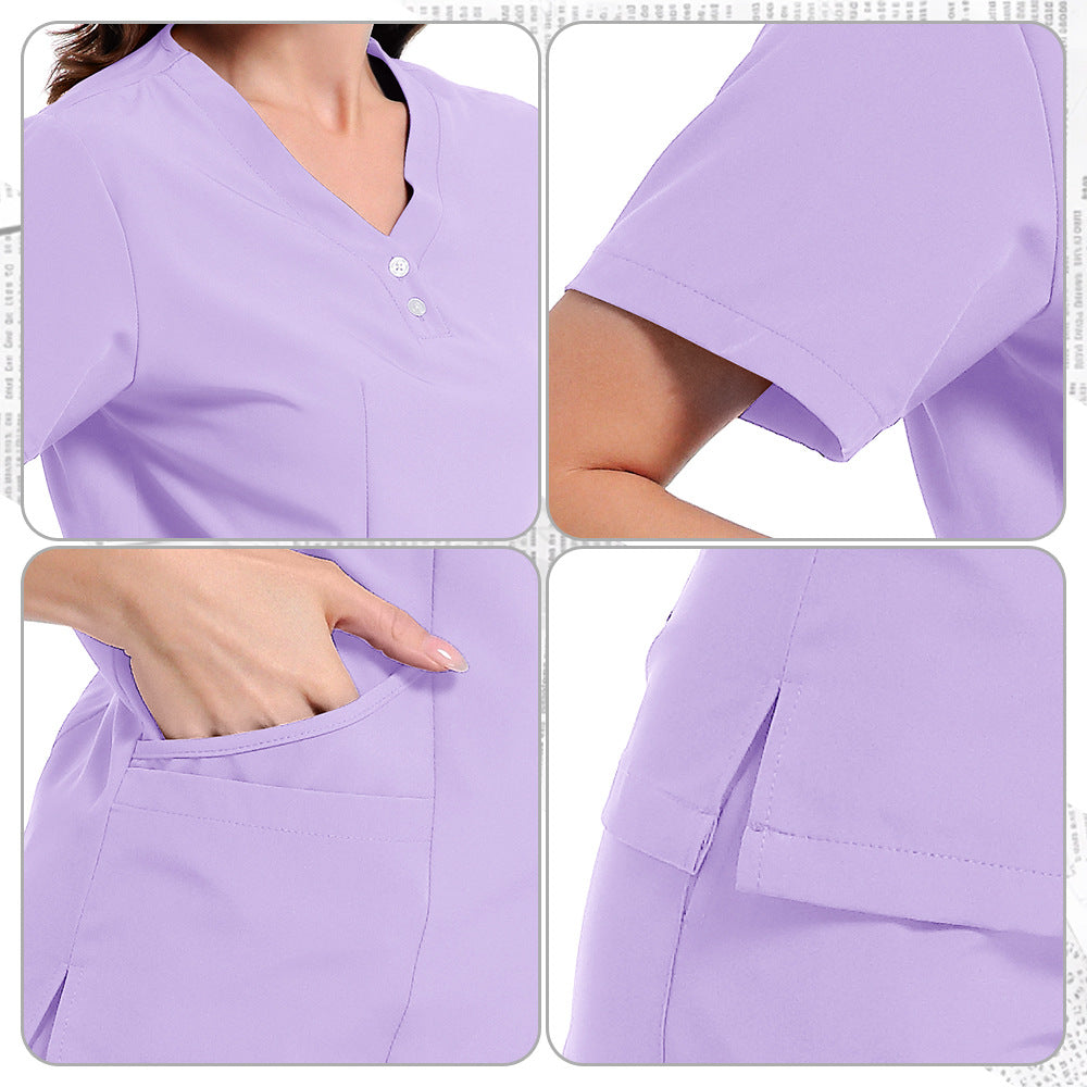 Stylish Casual Scrub Set For Women Long- Or Short-sleeve Doctor And Nurse Uniform