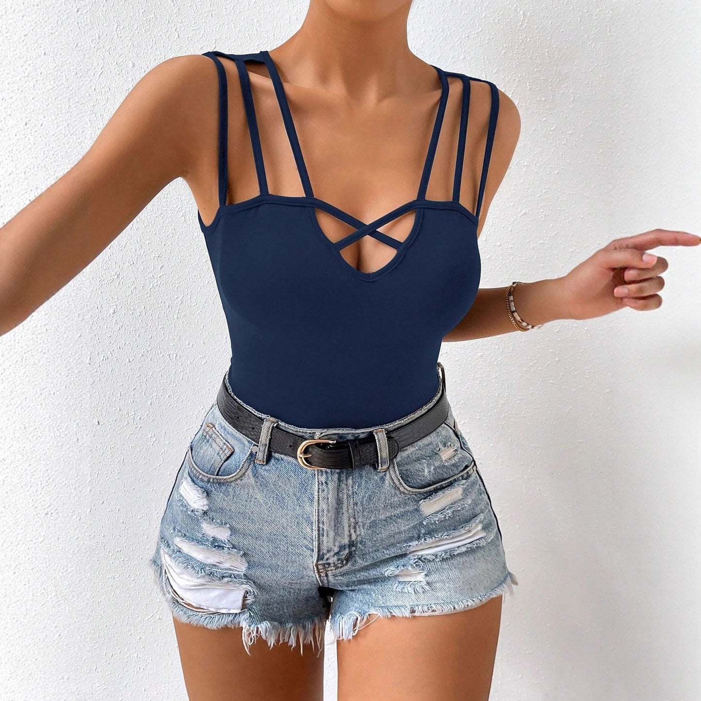 Womens Sexy Crisscross Tank Top With Straps
