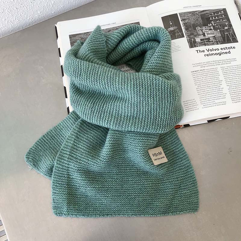 Pure Color Soft Knitted Women's All-match Warm Scarf