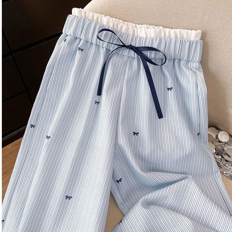 Women's Drawstring High-Waisted Straight Leg Casual Pants