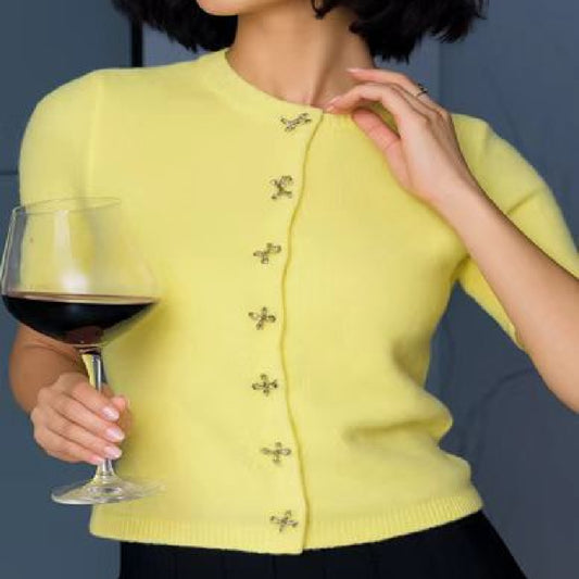 Solid Color Knitted Cardigan For Women