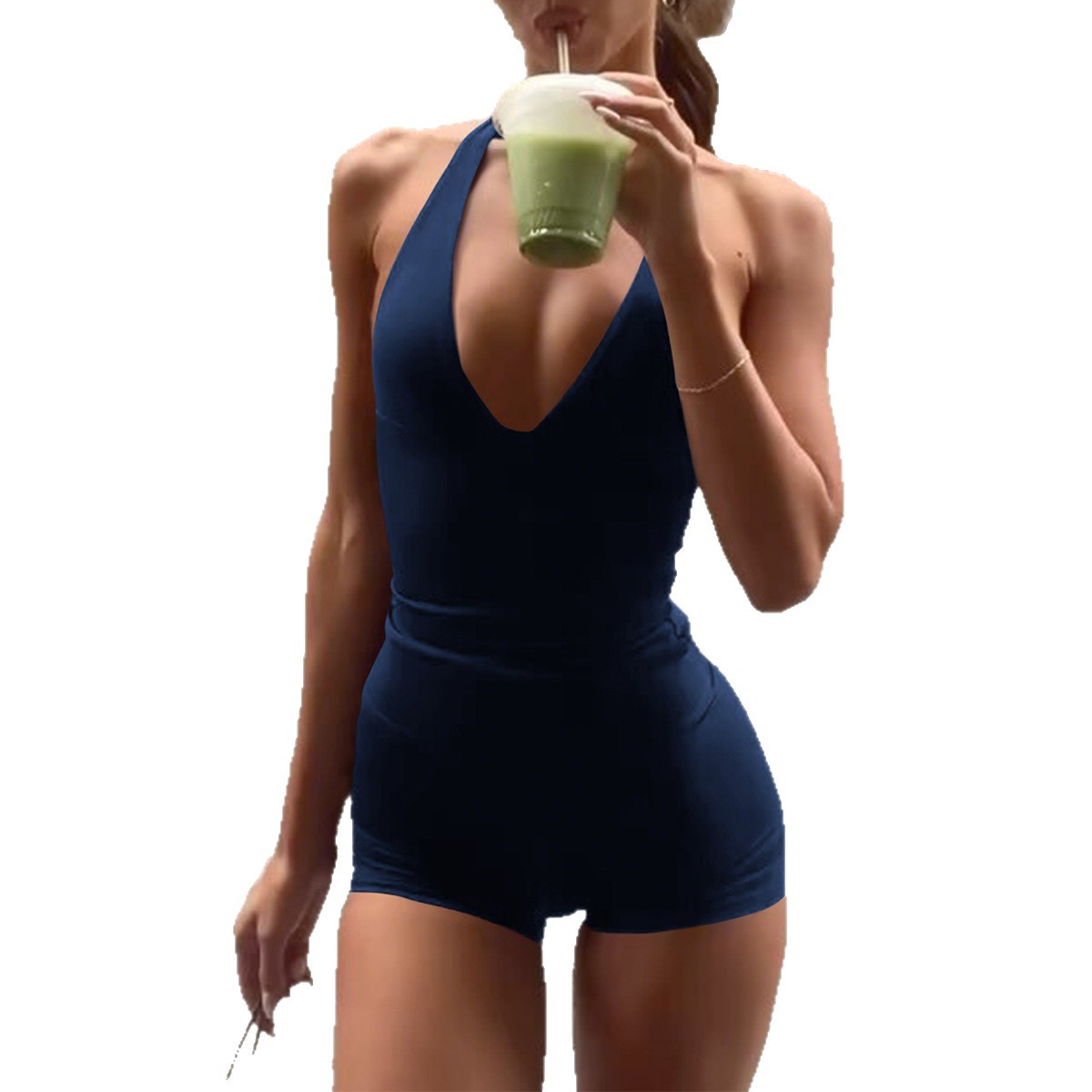 Kvinders Sports Yoga Høj Elastisk Top og Shorts Sæt