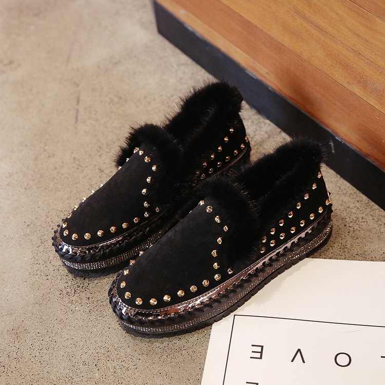 Pedal Tyk-sålede Casual Plus Uld Nitte Lazy Sko Loafers Enkelt Sko Plateau
