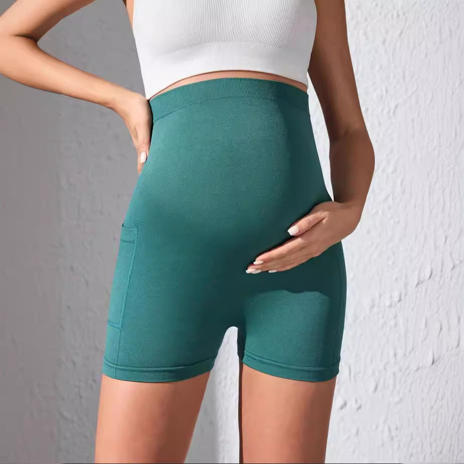 European And American Pregnant Women Pocket Shorts Summer New High Waist Belly Support Sports Yoga Shorts For Pregnant Women Women