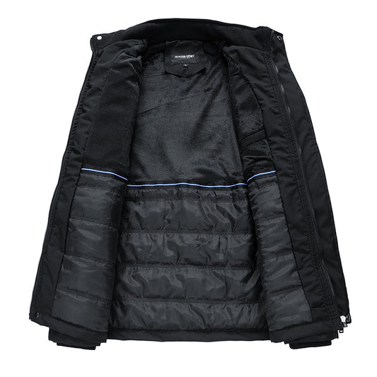Efterårs- og Vinterjakke Tynd bomuldsjakke med opretstående krave, slim fit, store lommer, fashionabel ungdomsjakke top