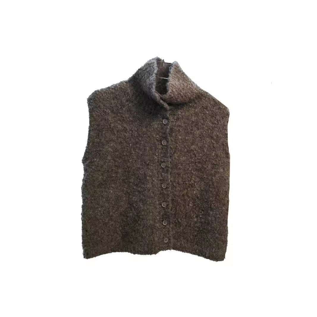 Casual Plus Size Turtleneck Knitted Waistcoat Vest