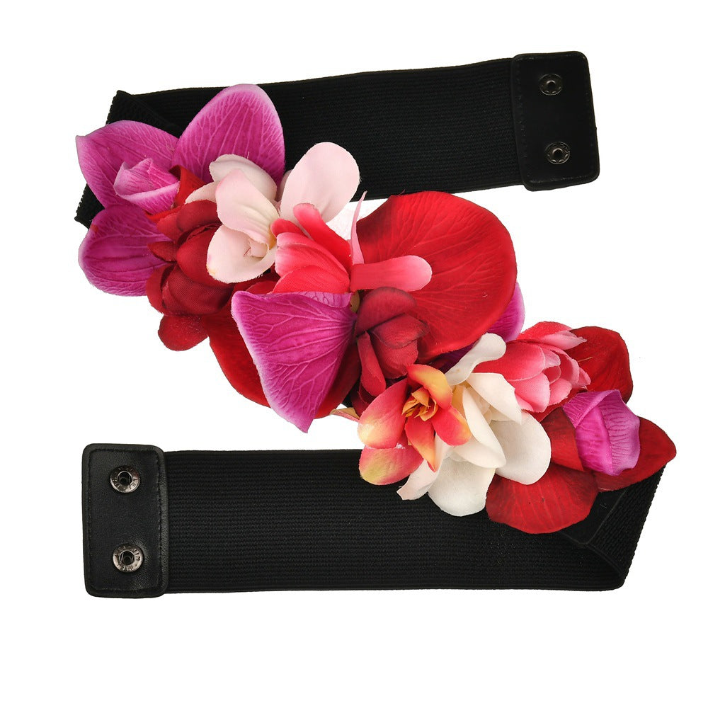 Simulation Phalaenopsis Ultra-Wide Waistband Headband Decorative Belt