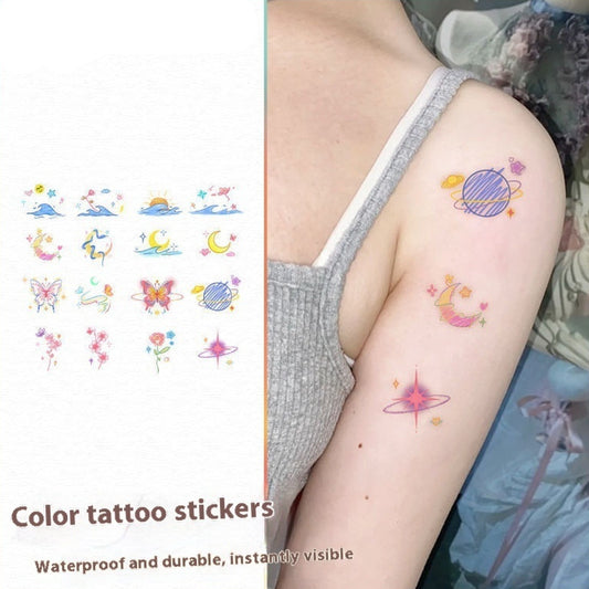 Butterfly Moon Color Shoulder Clavicle Tattoo Sticker
