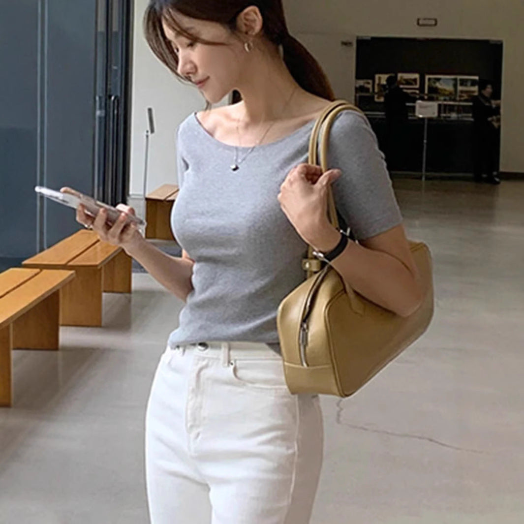Slimming And Fashionable Slim-fit Korean Women's Top Bottoming Shirt