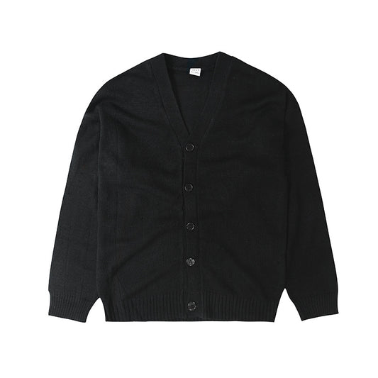 Men's Loose Fitting Solid V-neck Knitted Shirt Jacket