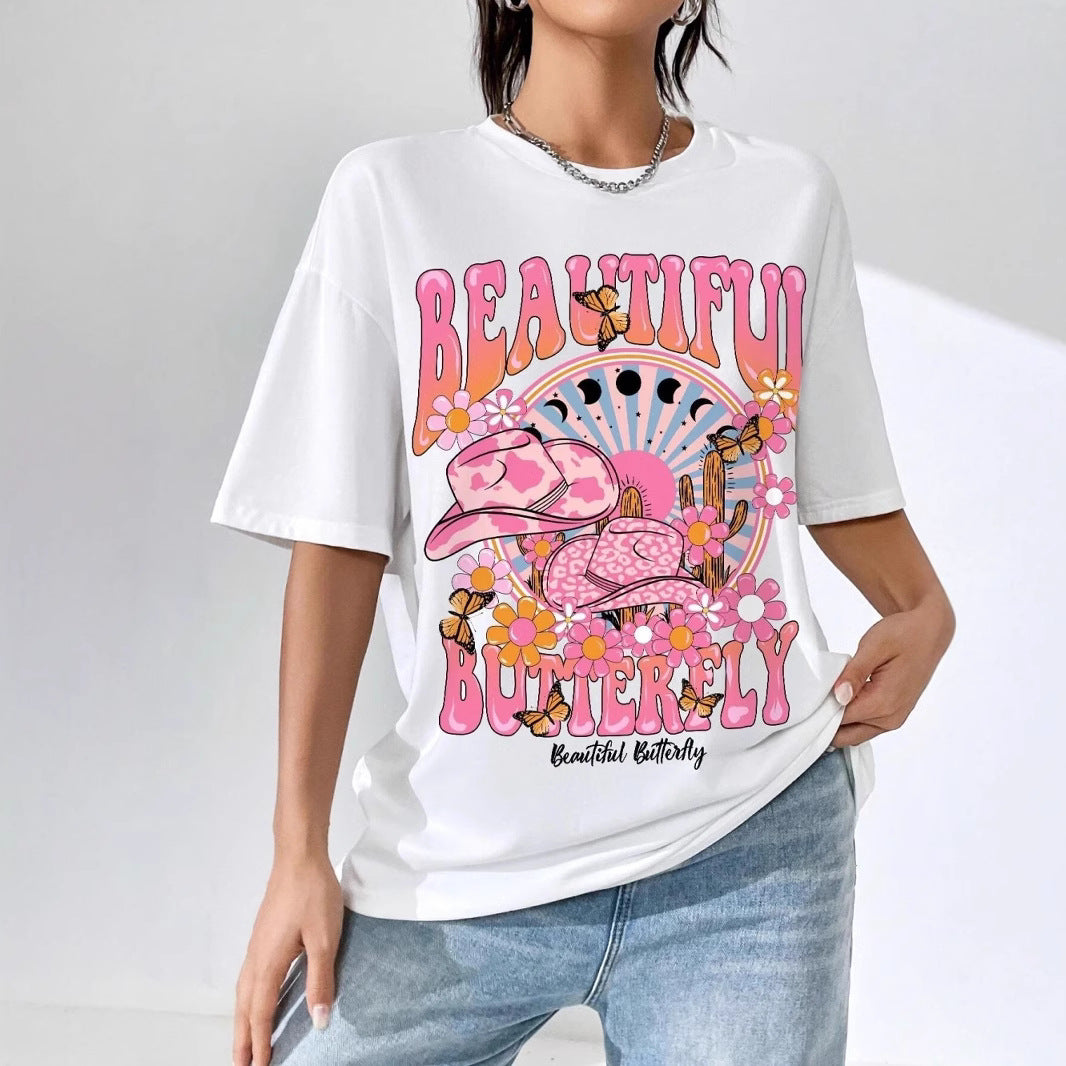 Women's World Printed T-shirt Casual Loose