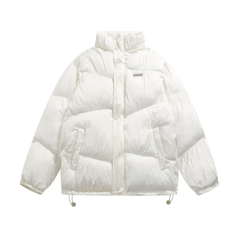 Thickened Cotton Padded Men's Plain Pleated Bread Jacket