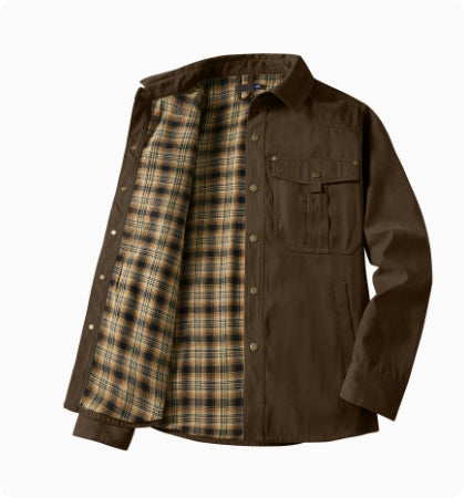 Lapel Plaid Flannel Casual Retro Western Style Jacket
