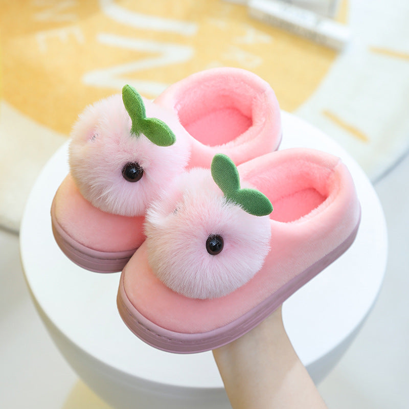 Princess Plush Three Dimensional Head Baby Cotton Slippers