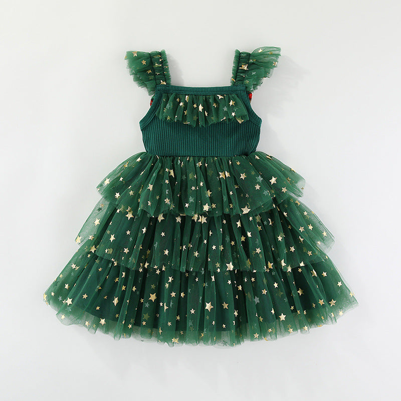 Christmas Holiday Dress Girl Christmas Dress Mesh Skirt Christmas Skirt