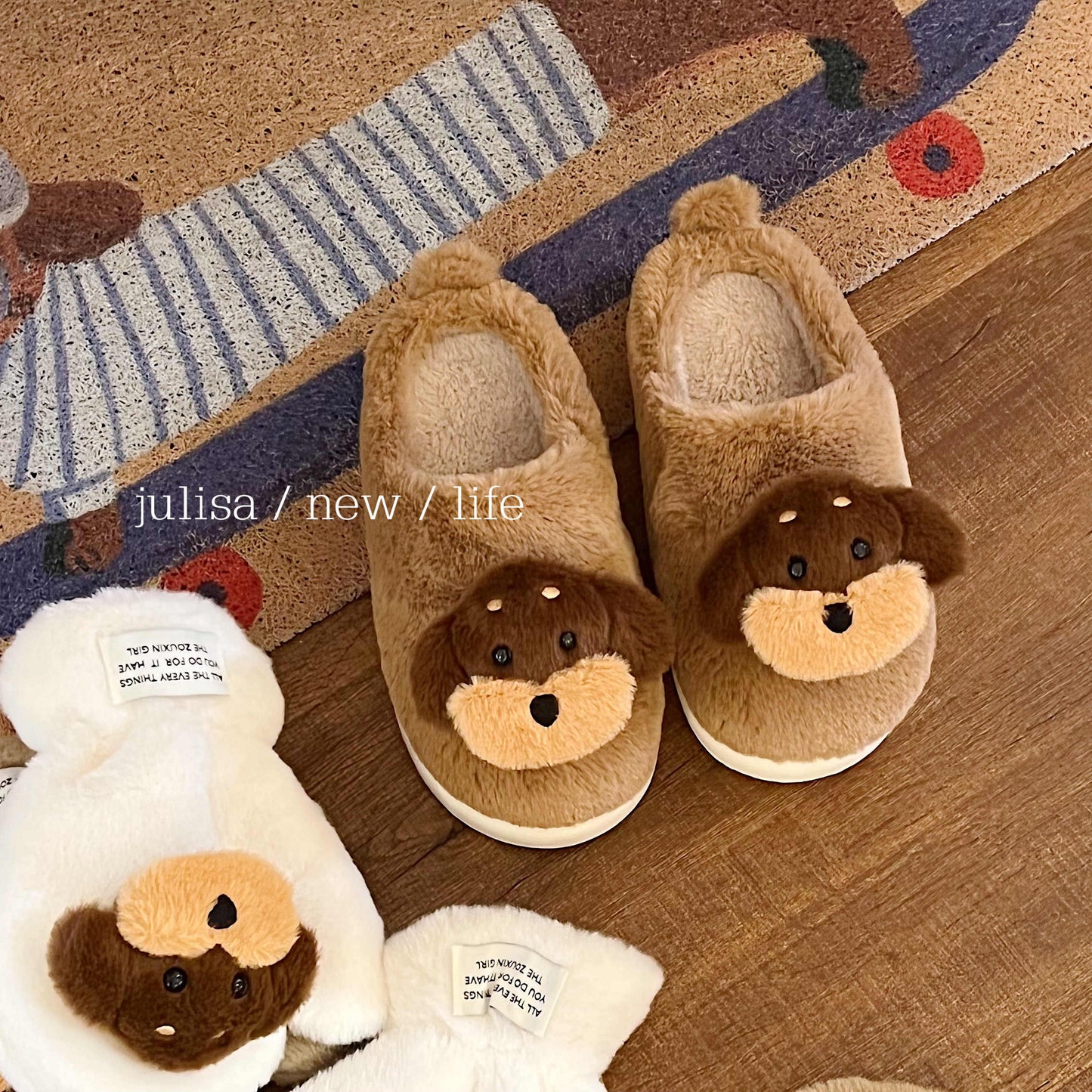 Ugly And Cute Sausage Puppy Plush Cotton Slippers Home Indoor Thickening Warm