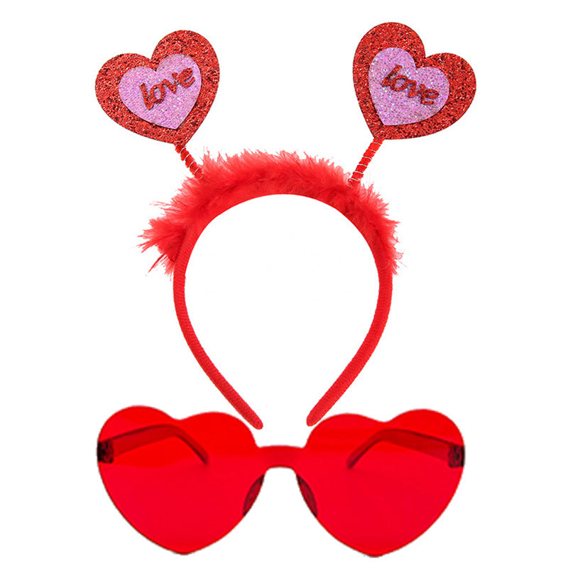 Red Heart Headband Accessories Three-dimensional