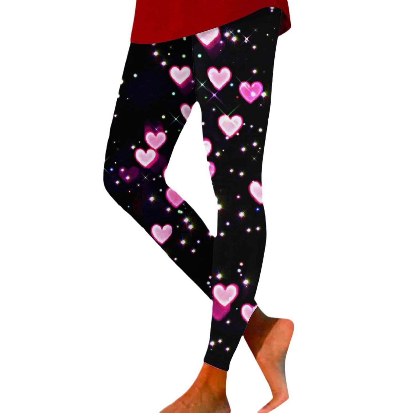 Tynde damebukser med højt taljet print og leggings