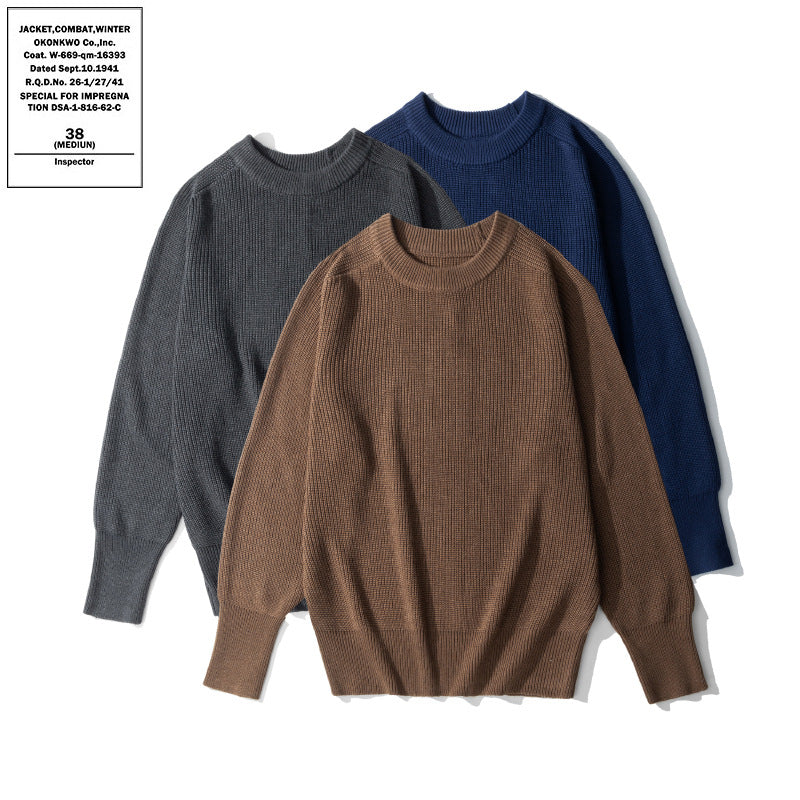 Woolen Sweater Warm Thick Solid Color Long Sleeve Sweater