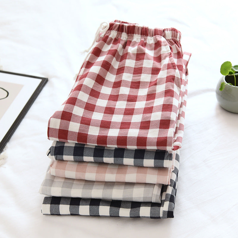 Women's Men's Knitted Plaid Pajama Pants